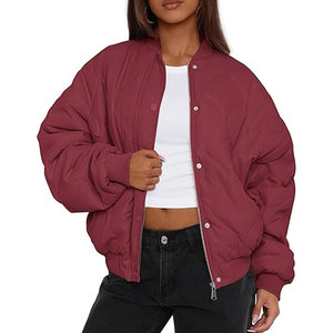 Lightweight Woven Quilted Custom <b>Womens</b> Bomber <b>Jackets</b> Winter Puffer Coat Pockets Stylish Outerwear Cold Weather Flight - Product Image 1
