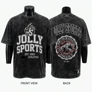 เสื้อยืดผู้ชายผ้าฝ้าย 100% ทรงหลวม พิมพ์ลายพรีเมียม ผ้าฝ้าย 220 GSM ซักย้อมสีเทาวินเทจ เนื้อผ้าทนทาน รับสกรีนโลโก้ - Product Image 4