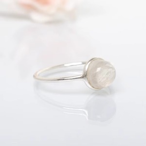 Natural White <b>Moonstone</b> Round Cabochon 925 Sterling Silver Ring Handmade Gemstone Ring Party Wear Fashion <b>Jewelry</b> For Women - Product Image 6