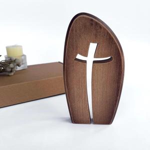 Croix classique en bois massif, faite à la main, décoration religieuse chrétienne pour table, église, maison, prière, autel - Product Image 2