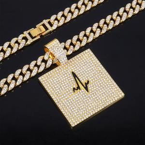 Chaîne à maillons transfrontalière Hip-Hop tendance, style cool européen et américain, en alliage de zinc plaqué or, avec pendentif incrusté motif ECG - Product Image 6