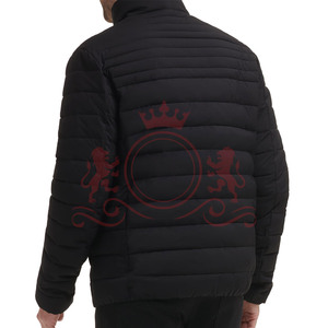 <b>Men</b> Black Puffer <b>Jacket</b> <b>Lightweight</b> Quilted Stand Collar Full Zip Custom Logo Puffer <b>Jacket</b> - Product Image 3