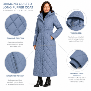 Manteau long à capuche pour femme de haute qualité, doudoune épaisse et chaude, vente en gros OEM, exportation d'usine - Product Image 6