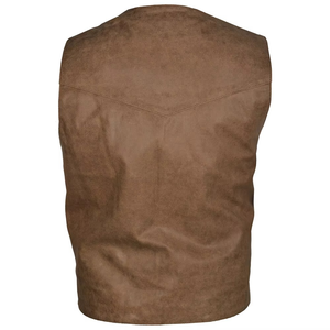 Chaleco de Cuero Personalizado para Hombre, Transpirable, al por Mayor, Estilo Casual para Exteriores, Fabricado en Cuero, sin Mangas - Product Image 6