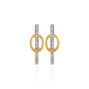 Premium Lab Grown <b>Diamonds</b> Crystal Embellished Long Bar and Oval Hoop <b>Dangle</b> <b>Earrings</b> for Women - Product Image 1