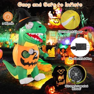 Decorazione Gonfiabile da Giardino con Luci LED Integrate a Forma di Zucca e Dinosauro per Halloween e Natale - Product Image 6