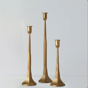 Hammered Gold Metal <b>Taper</b> <b>Candle</b> <b>Holders</b> with Staggered Heights for Modern Elegant Tabletop and Home Decor Centerpiece - Product Image 3