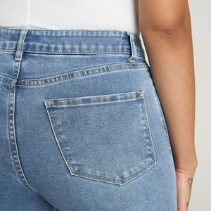 Fashion Girl Wholesale Ladies Pencil <b>Pants</b> Denim Jeans for Women Customized Front Logo Summer Breathable Woven 100% Cotton - Product Image 3