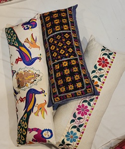 Fundas de Almohada Decorativas Rectangulares Multicolores Hechas a Mano con Bordado Folclórico Vintage, Cierre de Sobre de Algodón/Lana - Product Image 4