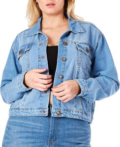 Veste en jean pour femme, bleu vintage, en coton, style décontracté, boutonnée, légère, élégante, pour tous les jours, qualité supérieure - Product Image 6