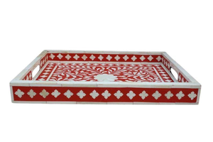 Bandeja de servir moderna con incrustaciones de hueso y tela, con tamaño personalizable y diseño decorativo para el hogar y la cocina, de blossom craft india - Product Image 5
