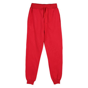 Pantalones Deportivos Rojos de Punto para Mujer, Cintura Media, Cordón Ajustable, Corte Holgado Informal, Largos, 100% Algodón, Color Sólido, para Otoño - Product Image 1