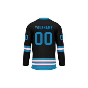 Camisetas de Hockey sobre Hielo Azules y Negras, Uniformes de Hockey de Equipo en Malla de Primera Calidad - Product Image 5