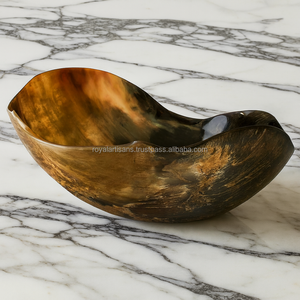 Ensemble de bols en corne de buffle écologiques avec cuillère à bord doré, vaisselle décorative faite à la main pour la cuisine et la salle à manger - Product Image 5