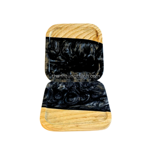 Sujetalibros Artístico de Resina Epoxi Negra y Madera, Forma Irregular, Hecho a Mano, Decoración para el Hogar, Hecho en Vietnam - Product Image 5