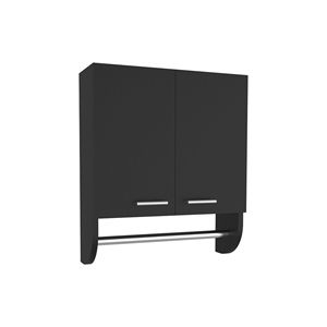 Armadietto per medicinali nero, 20,30 pollici di altezza, con doppia anta e due ripiani, portasciugamani con soluzione di archiviazione - Product Image 3