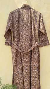Bata Kimono de Algodón con Estampado Animal Rosa para Mujer, Manga Larga, Cierre con Cordón, Secado Rápido, Suave, Transpirable y Ligera - Product Image 4