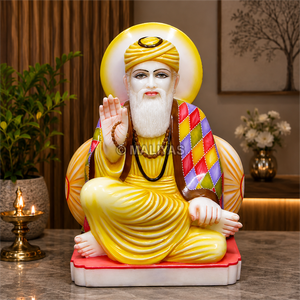 Murti de Mármol Colorido de Guru Nanak con Mano de Bendición |   Estatua de Guru Sikh para el Hogar y el Gurudwara |   MALIYAS Jaipur - Product Image 1