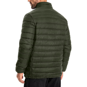 Chaqueta Acolchada Verde para Hombre, Cuello Alto, Cierre de Cremallera, Informal, Resistente al Viento, Relleno de Poliéster, Ropa de Abrigo para Otoño - Product Image 2