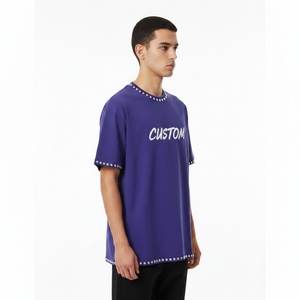 Camiseta Morada Extra Grande para Hombre, Jersey Liso con Cuello Redondo, Estampado Personalizado, Ropa Urbana - Product Image 2