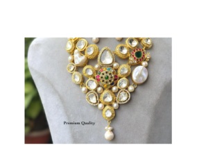 Ensemble de bijoux classiques plaqués or avec collier de perles d'imitation et boucles d'oreilles pour femme, style ethnique, cadeau de mariage, tenue de soirée - Product Image 3