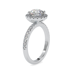 Anillo de Compromiso de Moissanita con Corte Brillante Redondo, Engaste Pavé en Oro Amarillo, Joyería Clásica para Mujer - Product Image 5