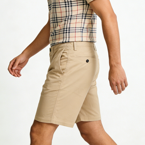 Shorts chino pour homme, coupe classique, en coton léger, formels, pour le travail, avec poches, couleur unie, légers, respirants, logo personnalisé - Product Image 2