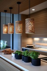 Lampe suspendue en rotin naturel faite à la main pour salon, luminaire de plafond en osier bohème, décoration intérieure, éclairage - Product Image 1
