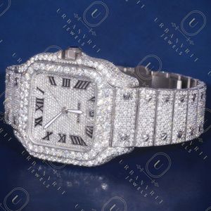 Reloj mecánico artesanal de acero inoxidable con movimiento automático de cuarzo, diamantes de moissanita de corte redondo, claridad VS VVS EF - Product Image 3