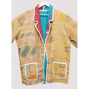 Chaqueta Larga de Algodón Kantha para Mujer, Reversible, Acolchada, Bordada, con Cuello Mandarín, para Invierno, Estilo Patchwork - Product Image 2
