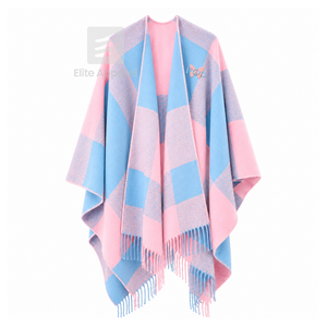 Capa de la hermandad Gamma Phi Delta con logotipo bordado en la parte delantera, en bloques de color rosa y azul claro, para ropa griega femenina. - Product Image 1