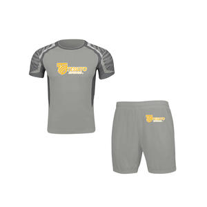 Ensemble d'entraînement athlétique 2 pièces pour hommes |   Ensemble de vêtements de sport 2 pièces respirant pour le football et la gym, avec bordure néon - Product Image 5