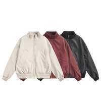 Veste d'hiver pour homme en gros d'usine, style américain, veste bomber personnalisée, streetwear ample, veste de moto avec fermeture éclair