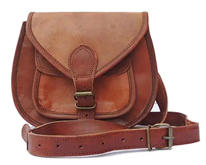Vintage Genuine Leather Crossbody Bag With Buckle Closure Single <b>Strap</b> <b>Shoulder</b> Bag For Daily Use - Product Image 1