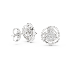 Juego de pendientes de diamantes cultivados en laboratorio con halo calado estilo vintage, engastados en oro blanco de 18 quilates, para compromiso, boda, fiesta, regalo de San Valentín, uso diario - Product Image 4