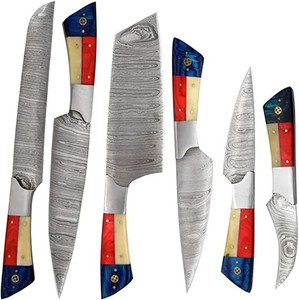 High Quality 6 PCS Professional <b>Kitchen</b> <b>Knife</b> Set With Damascus Steel Blade and <b>Knife</b> Sharpnar <b>Kitchen</b> <b>Knife</b> Set For Hot Sale - Product Image 2