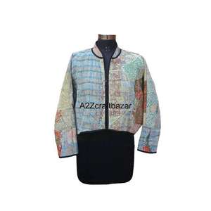 Chaqueta Kantha de Algodón 100% Hecha a Mano para Mujer, Estilo Indio Vintage, Reversible, Ecológica y Transpirable - Product Image 1