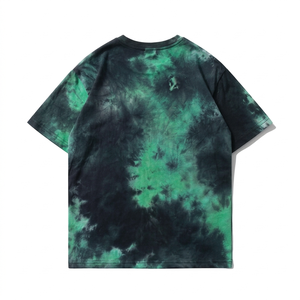 T-shirt à manches courtes pour homme, vert tie-dye, col rond, coupe classique, style streetwear, t-shirt graphique - Product Image 4