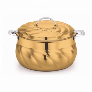 Casserole ronde dorée avec couvercle, poignée en acier inoxydable, finition polie, durable, lavage à la main uniquement, usage général pour gaz et induction - Product Image 4