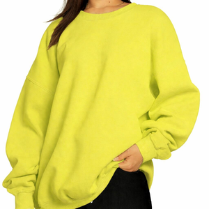 Sweat-shirt long en tricot surdimensionné pour femme, coupe décontractée et confortable, tissu doux au toucher, col rond, logo sur le devant, mode décontractée - Product Image 3