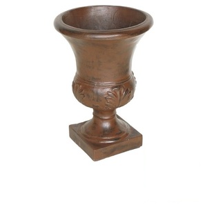 Cast Iron Garden Urn with Square Base Antique Design for Flower or Green Plant Outdoor Use Garden Urns On Sale - Product Image 2