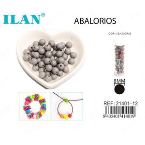 Perline ILAN da 8mm Grigie per Creazione di Gioielli - Product Image 1