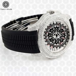 Montre de luxe Charm Jewells en acier inoxydable, incrustée de diamants, mouvement mécanique analogique, cadran de 40 mm, résistance à l'eau 10 bars, automatique - Product Image 3