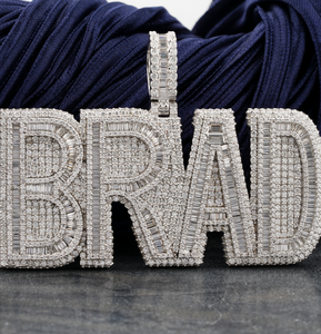 จี้เพชรโมอิสซาไนต์แบบกำหนดชื่อได้ สร้อยคอเงินแท้ 925 ชุบทองคำขาว เครื่องประดับฮิปฮอป - Product Image 1