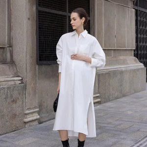 Women's Oversized Loose Fit Pregnancy Maternity Maxi Dress Casual Outwear Breathable Lightweight Woven 100% Cotton Eco-Friendly - Product Image 2