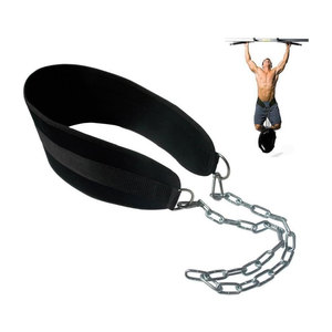 Neoprene Dip Belts with Metal Chain Adjustable for Fitness Protective Gear Adult Male Standard Style - Product Image 1