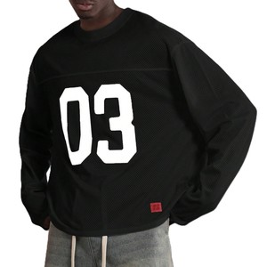 Camiseta de Fútbol Americano para Hombre OEM, Manga Larga, Cuello Redondo, Malla, 240GSM, Poliéster, Hombros Caídos, Estilo Urbano - Product Image 1