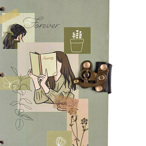 <b>A5</b> Minimal Floral Handmade Paper <b>Notebook</b> EcoFriendly Journal 100 Pages Double Side Writing Diary with Metal Lock Elegant Design - Product Image 2