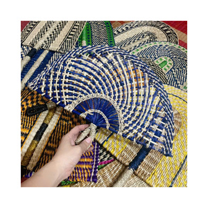 Eco Friendly Seagrass Handfan Woven Wicker Braid <b>Fan</b> Natural Palm Leaf Style <b>Handheld</b> <b>Fan</b> For Summer Wedding Favors Pack - Product Image 1