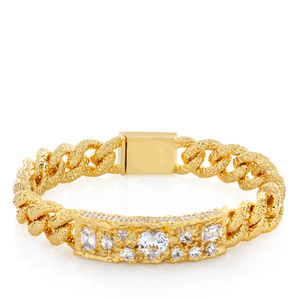 Bracelet en Moissanite Dorée, Maillons Clé Grecque, Bijou de Luxe pour Hommes et Femmes, Cadeau Élégant, Tendance, pour Mariage et Soirée, Bijou Tendance - Product Image 6